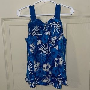 Disney Hawaii Exclusive Minnie & Friends Blue Tropical Tank Top, girls size 5/6